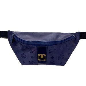 Authentic MCM Logo Print Nylon Waist Bag